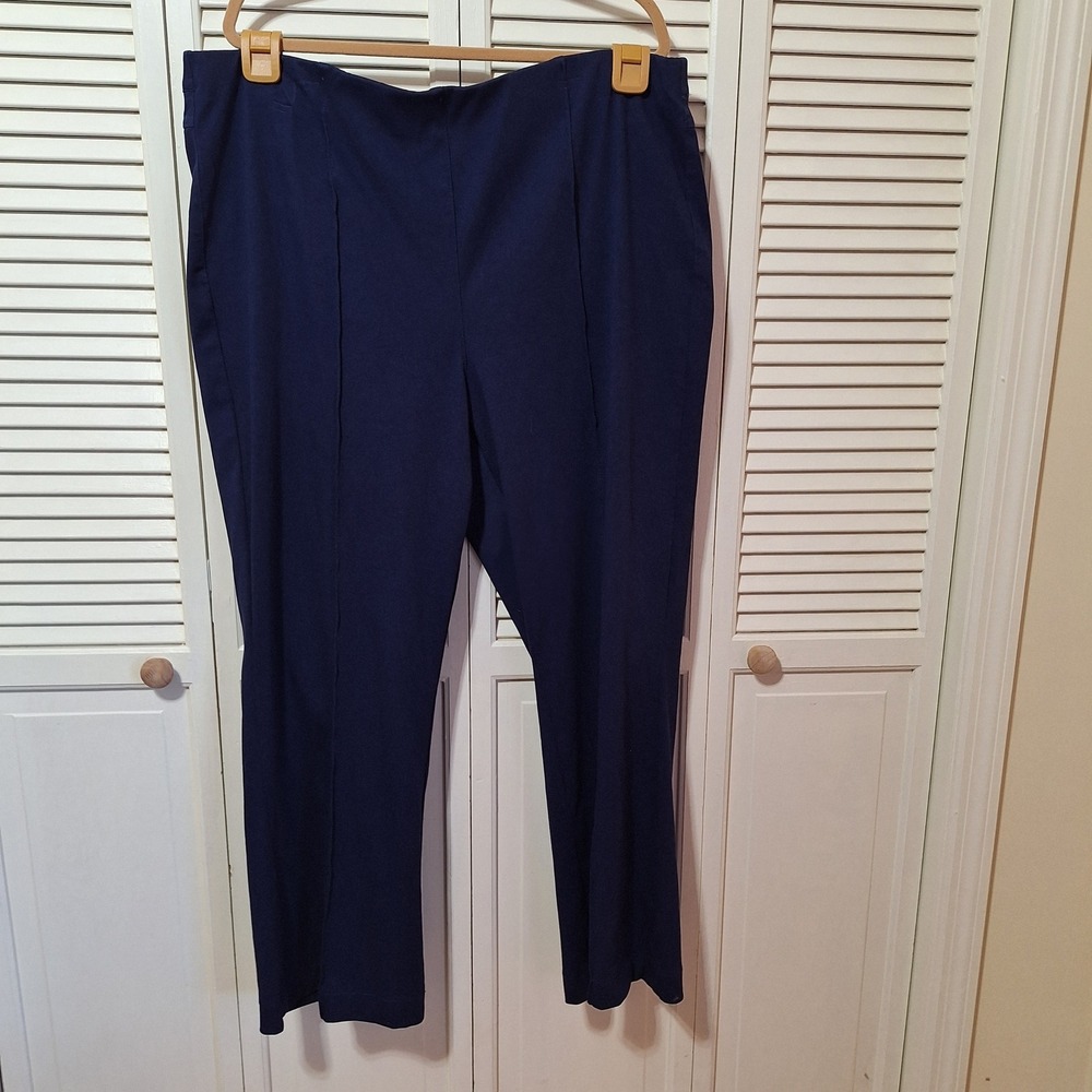 Denim & Co Signature Navy Blue Pull On Stretch Pants Plus Size 2X Pintuck Seam